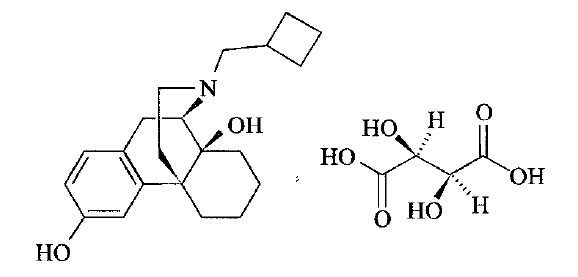 55 本品為(一)-17-環丁基甲基-3,14-二羥基嗎啡喃d-(一)-酒石酸